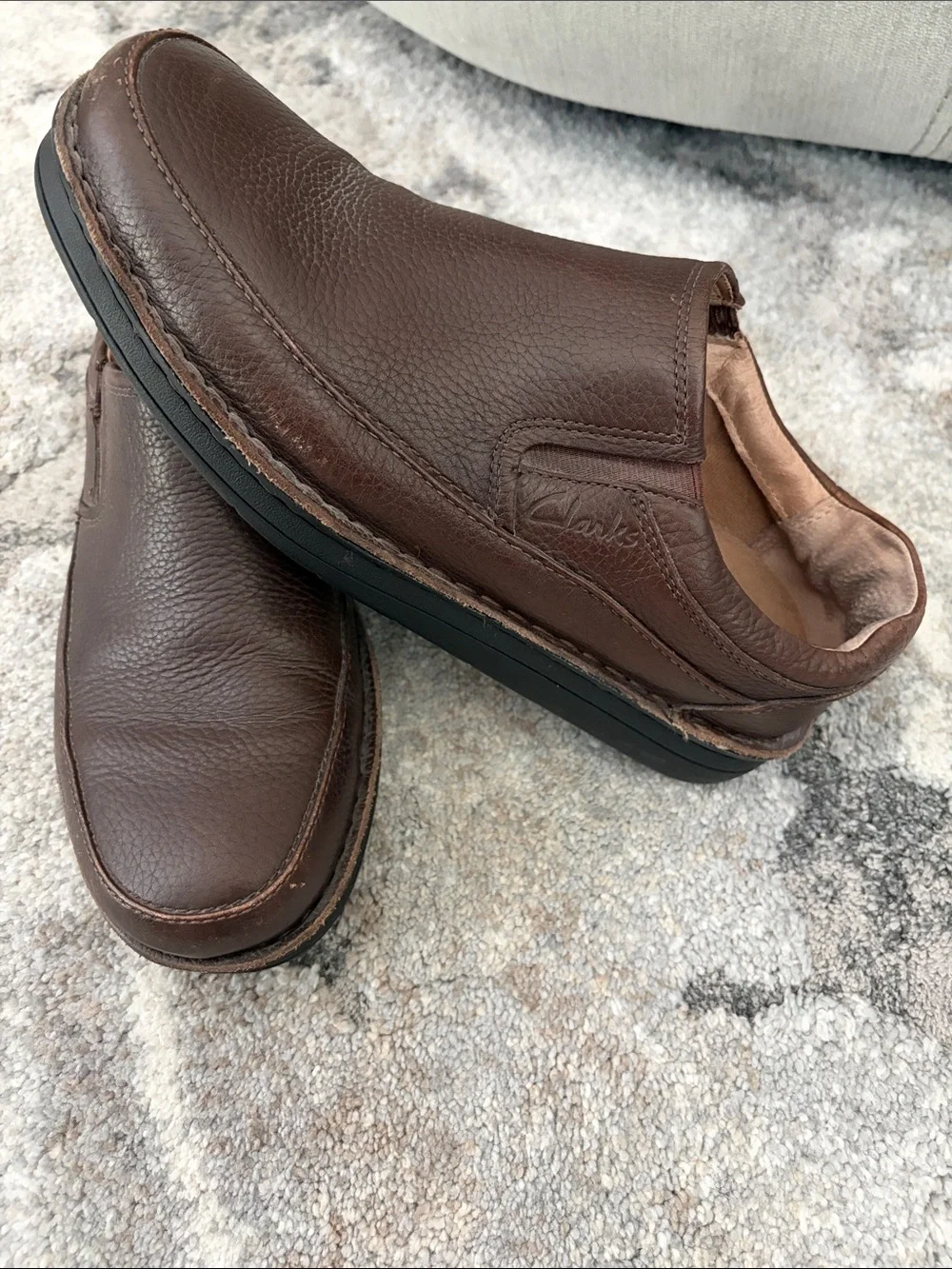 Clarks Men's Dark Brown Leather Slip-On Loafers